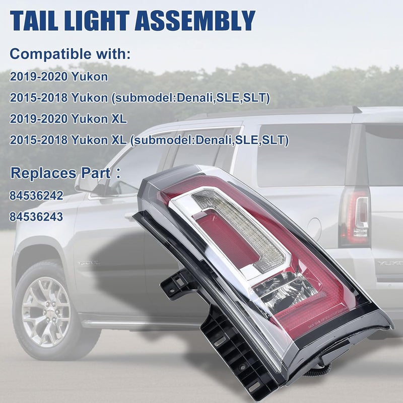 Goopool Tail Lights Assembly Compatible with GMC Yukon XL 2015 2016 2017 2018 2019 2020 LED Right Passenger Side Taillight Brake Turn Signal Assembly With Bulb Replaces 23380460 84536243 GM2801268 - Image 2